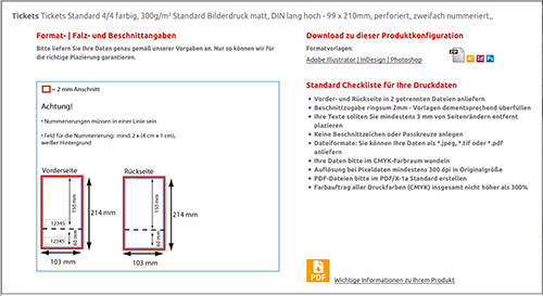 Tickets gestalten - Informationsbild Eintrittskarten und Tickets