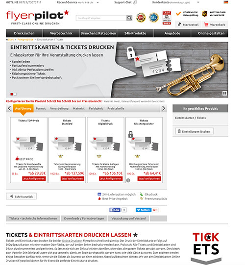 Tickets gestalten - Eintrittskarten und Tickets Übersichtsseite