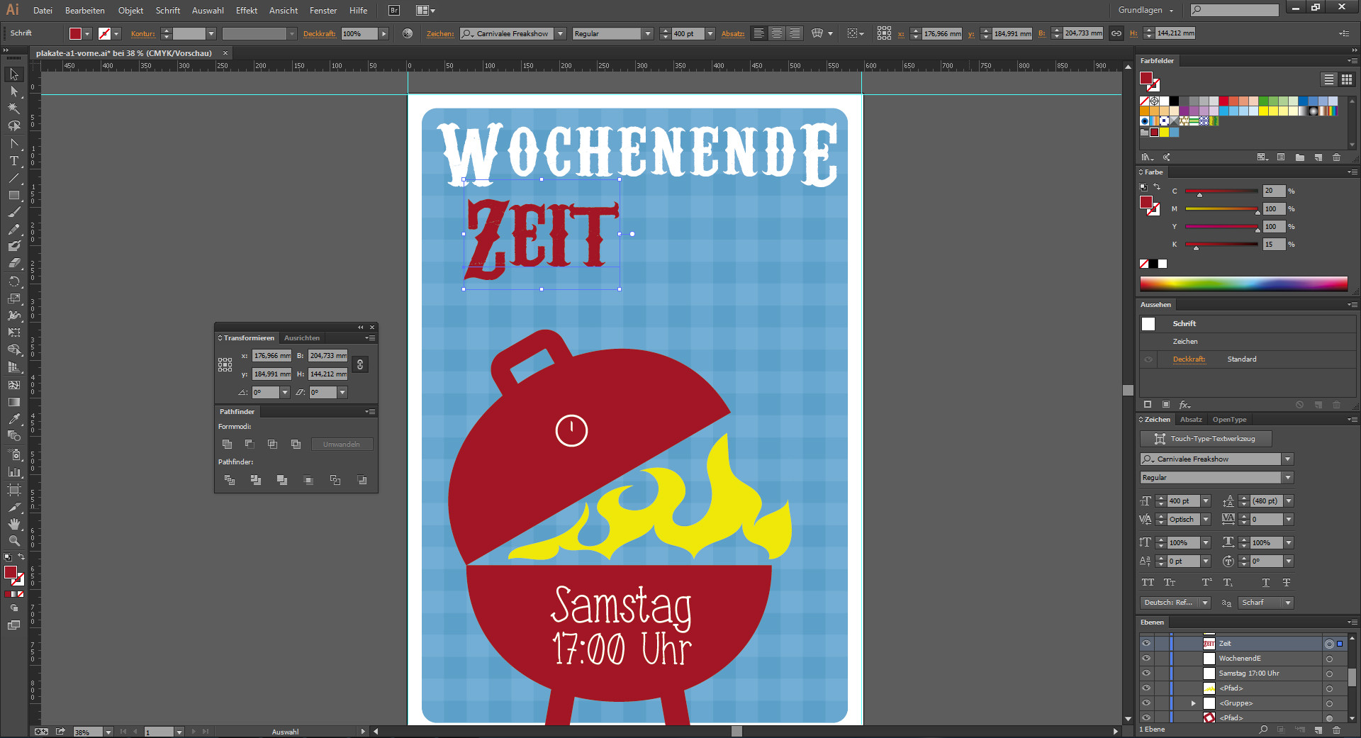 Ein Veranstaltungsplakat gestalten - Im Illustrator die Gestaltungselemente anordnen