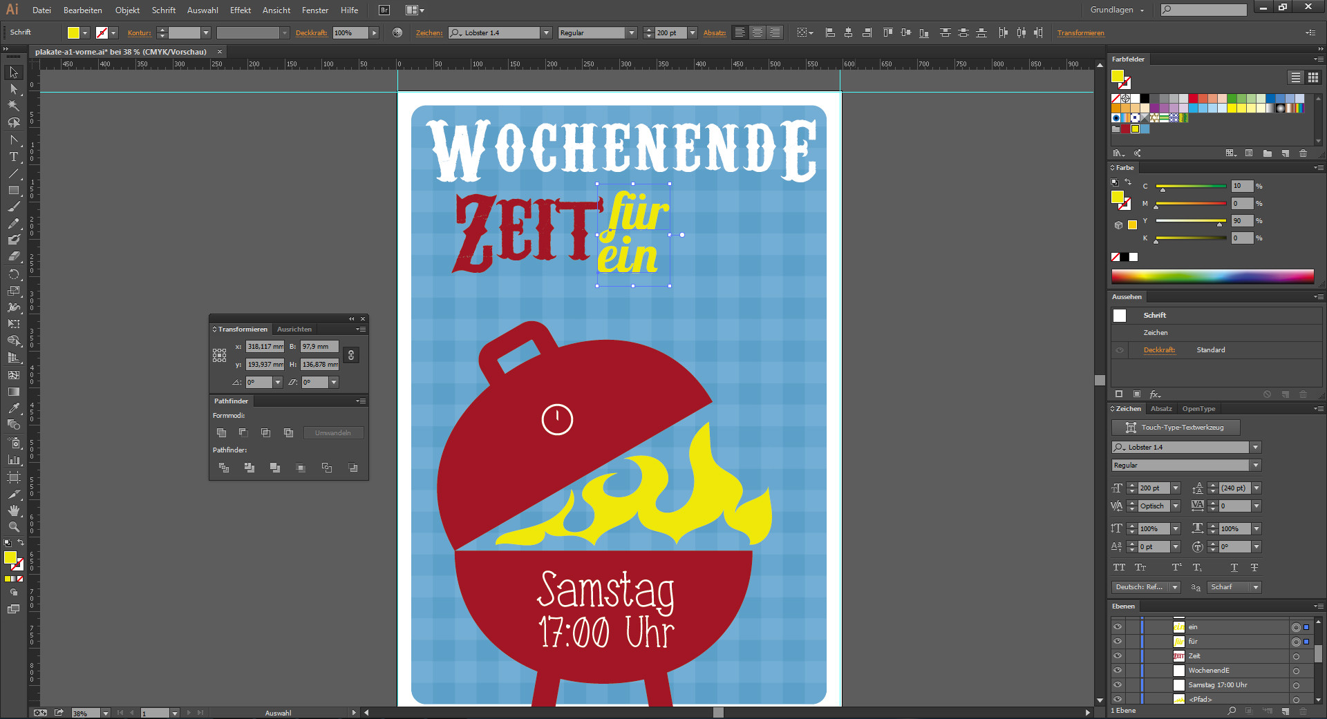 Ein Veranstaltungsplakat gestalten - Texteingabe im Programm Illustrator