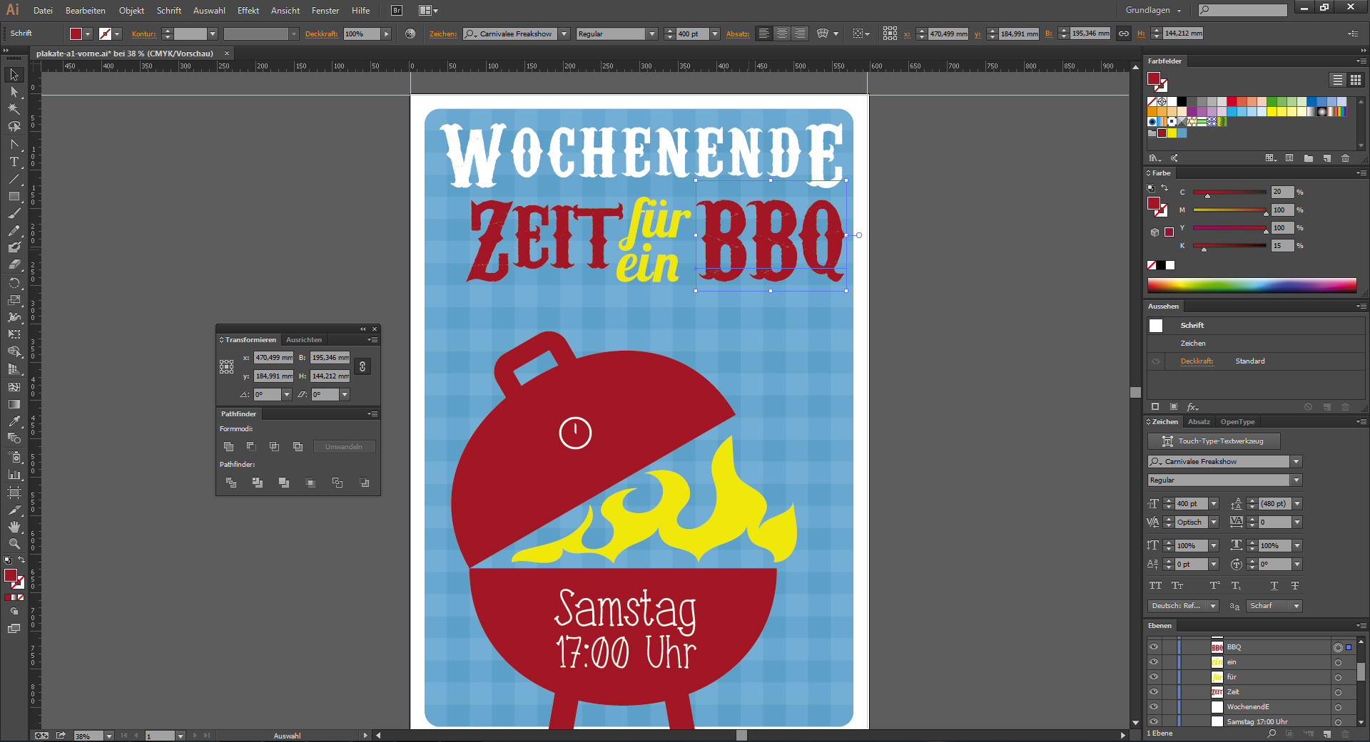 Ein Veranstaltungsplakat gestalten - Textbearbeitung im Programm Illustrator