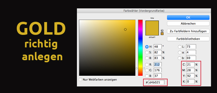 Gold im 4c Druck anlegen
