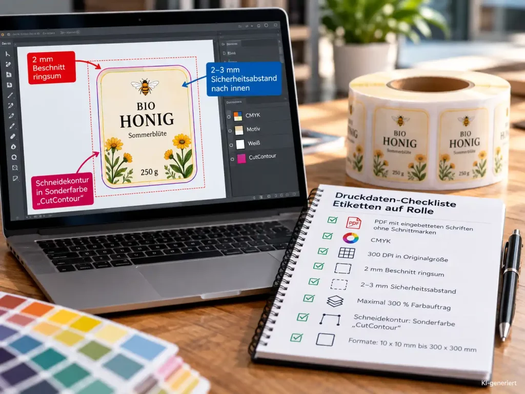 Druckdaten für Etiketten auf Rolle richtig anlegen 1 Etikettendesign und Druckdaten-Checkliste