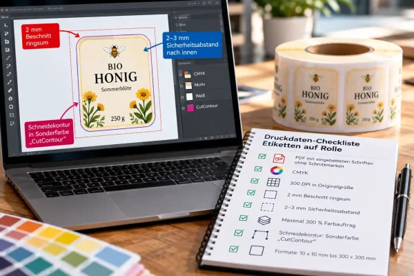 Etikettendesign und Druckdaten-Checkliste