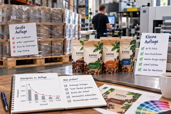 Große und kleine Kaffeeauflagen im Vergleich