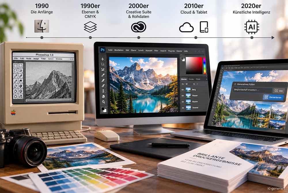 Photoshop von 1990 bis 2026: Geschichte, Meilensteine und Tipps für Druckdaten 1 pohtoshop-seit-26-jahren